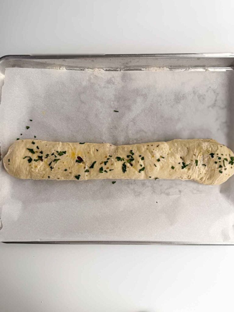 egg washed stromboli and chopped parsley